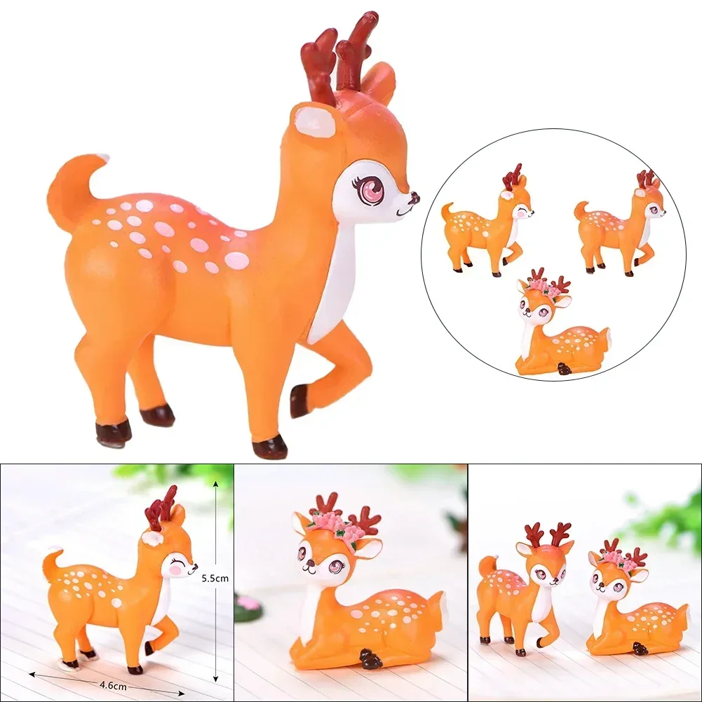 Artificial Mini Sika Deer Giraffe Cartoon Animal Figurine Baking Cake Topper Moss Terrariums Fairy Garden Dollhouse Home Decor