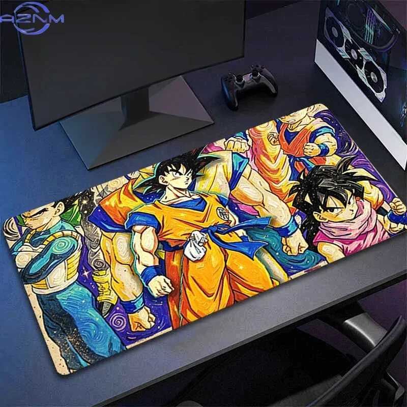 Oil Painting Style Anime Two Characters In Lush Green Meadow Mouse Pad, Rubber Non-Slip Base, Smooth Fabric Gaming Desk Mat for