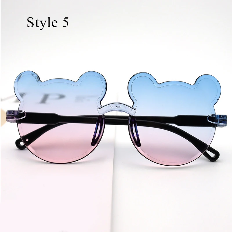 Trendy Girls Cartoon Eyeglasses Shades Driver Anti-Glare Boys Fashion Outdoor Children Glasses Kids Sun Sunglasses Bear Shape