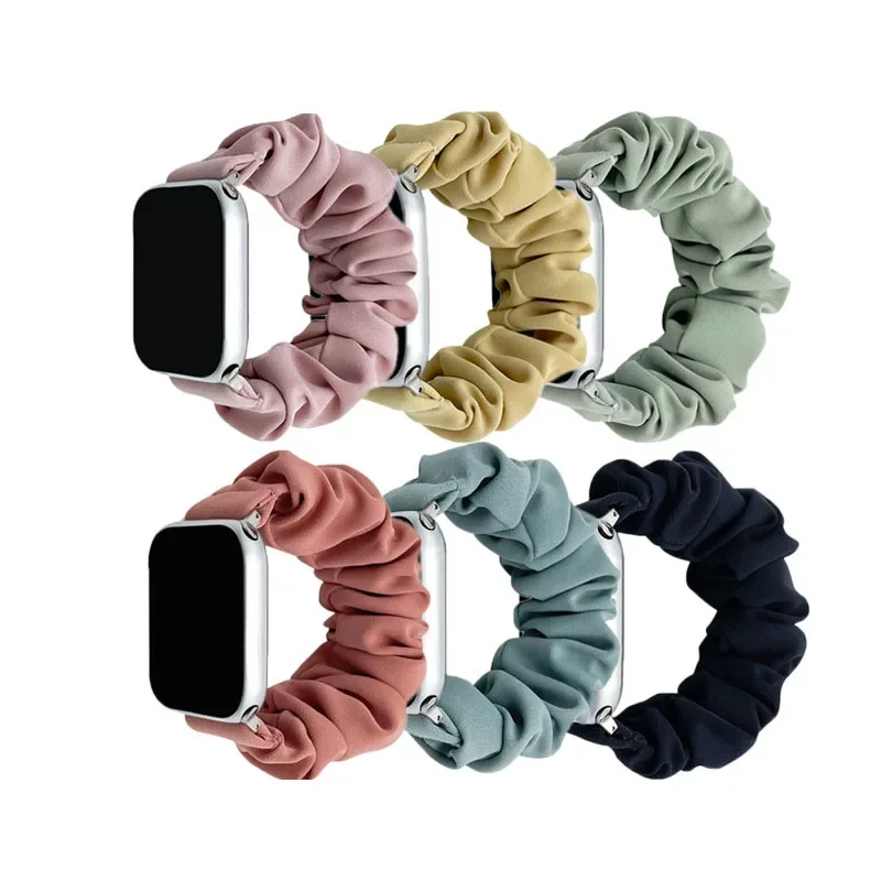 Suitable for Appleiwatch Watch Strap S87 Women's Simple Solid Color Soft Silk Broken Cabo Hair Ring Apple Strap