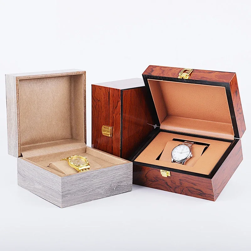 Customizable Logo High Grade Baking Varnish Surface Brown Watch Box Grey Watches Case  Boxes for Luxury Gift  Jewlery Organizer