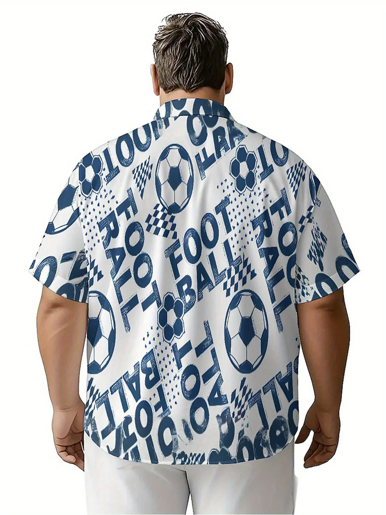 Męskie koszule hawajskie w dużych rozmiarach, wzór motywów piłkarskich, letnie codzienne topy, odpowiednie na imprezy i na zewnątrz, streetwear