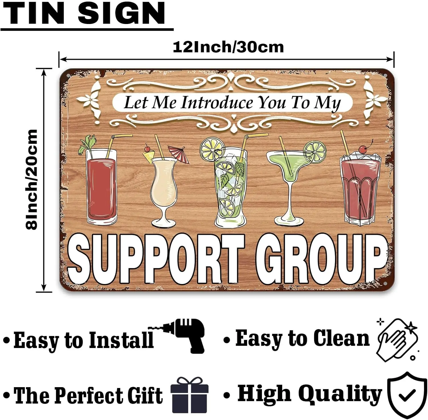 Retro Metal Tin Sign Let Me Introduce You To My Support Group Tin Sign Home Bar Patio Cave Wall Vintage Decor Novelty Sign 8x12