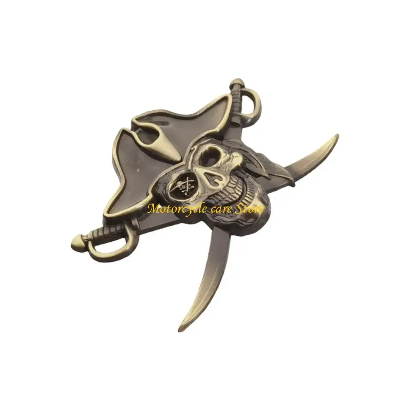 

U75F Weatherproof Long Lasting Demonic Metal Car Sticker For Auto Motorcycle Zinc Alloy Decoration With Pirate Motifs