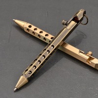 Creative Brass Bolt Action Tactical Pen Business Signature Ballpoint Pen for Self-Protect School Students Office Stationery Gift