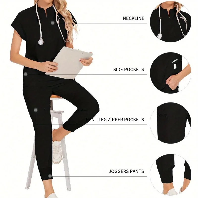 

Scrubs Women Beauty SPA Uniform Pet Clinic Store Veterinary Dentistry Work Clothes Set High-quality Nurse Uniform