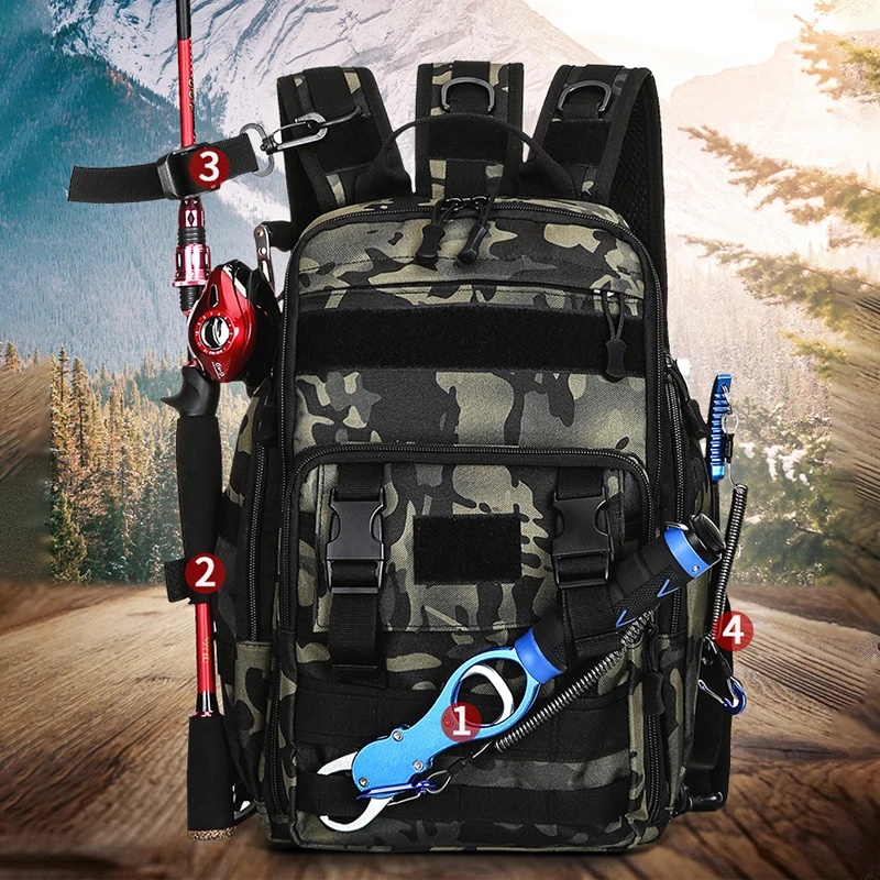 Fishing Bag Rod Large-capacity Fishing Backpack Fishing Accessories Fishing Tackle Backpack Tactical Camping Travel Bag