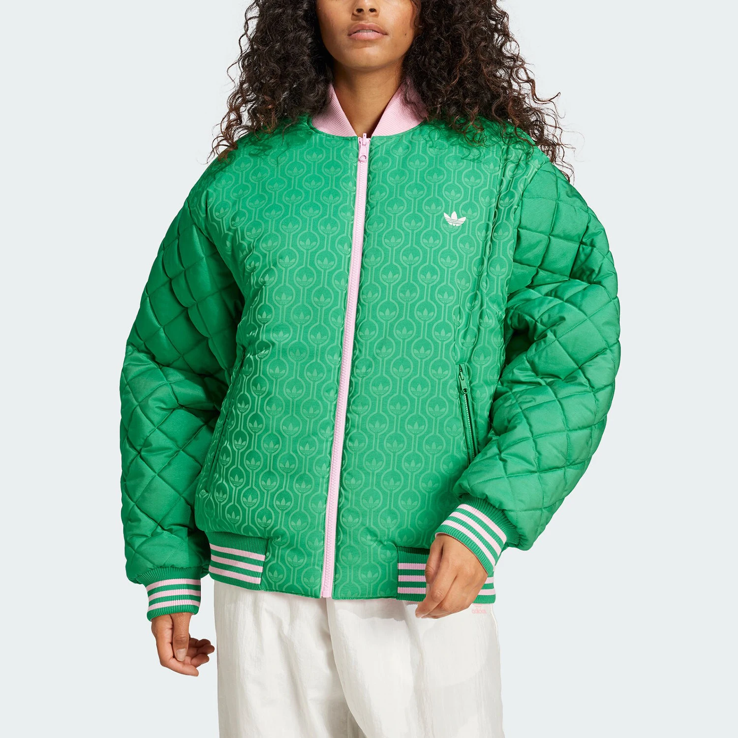 Adidas genuine clover women's double-sided warm and loose cotton clothing JN7656