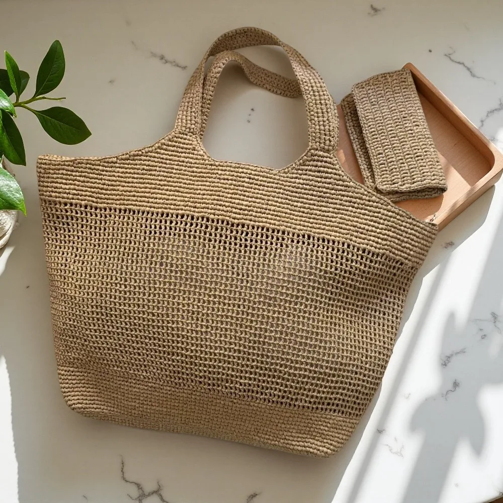 Summer New Simple Mesh Bag Handwoven Texture Unique Fashion Casual Daily Summer Hollow Children Handbag  Versatile Beach