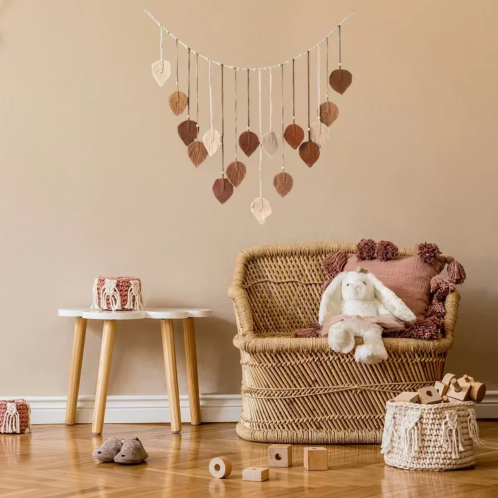 

Boho Home Decoration, Macrame Tapestry Macrame Leaf Feather Wall Hanging Decor for Living Room Bedroom, Boho Wall Art Home Decor