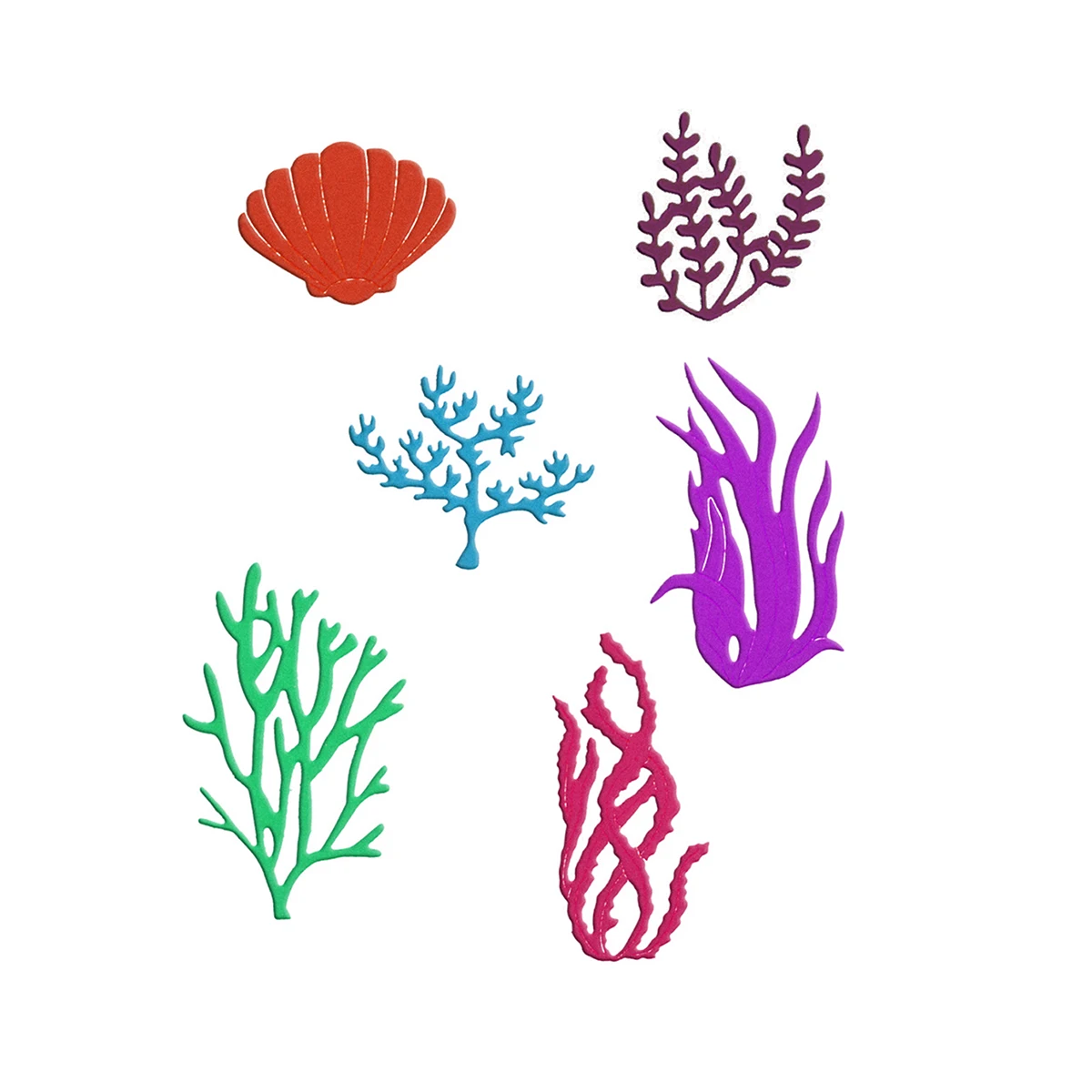 Sea Grass Coral Scallop Shell Seaweed Set Metal Cutter Cutting Dies Scrapbooking DIY Postcard Stencil Clip Art Album Decorating