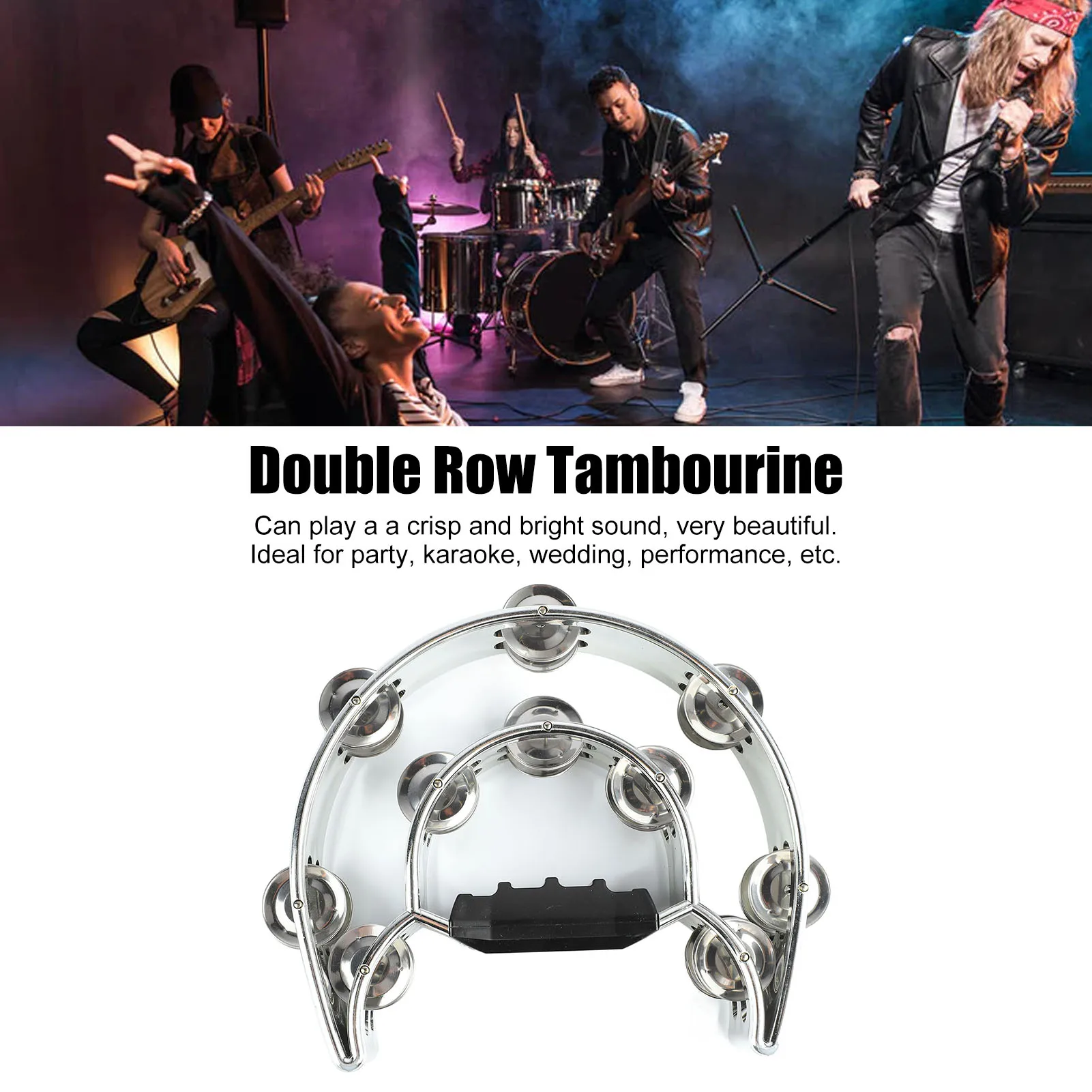 Tambourine Double Row 22cm Percussion Jingles Hand Instrument For Party Performance