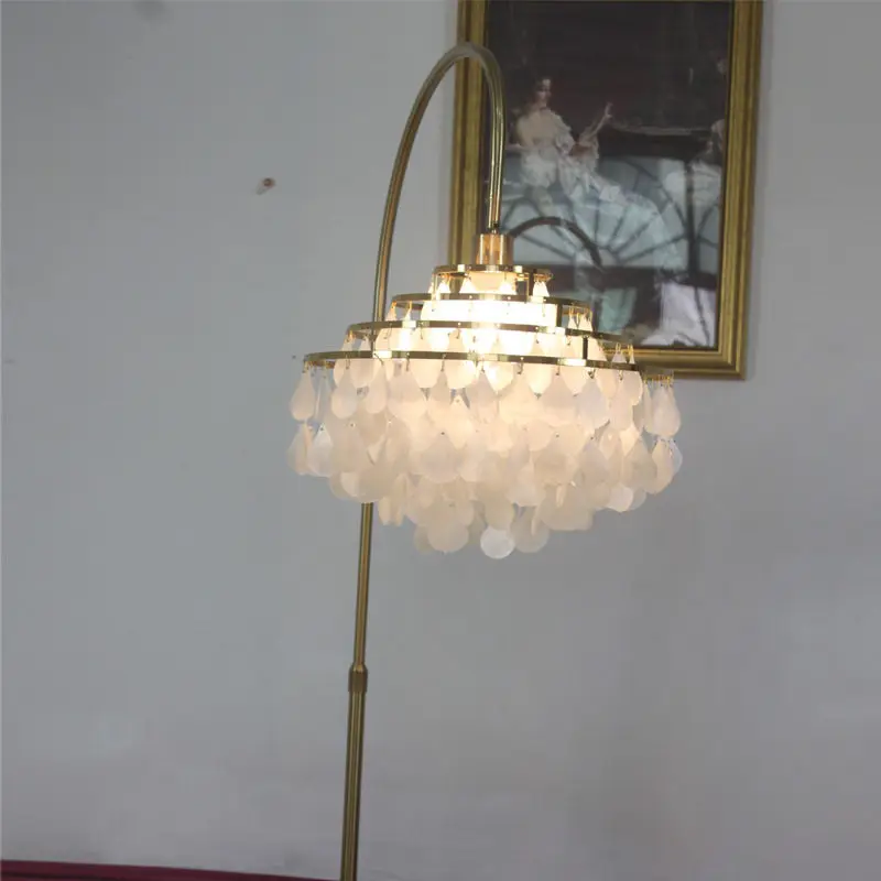 French Designer LED Floor Lamps Shell Lampshade Fishing Light Villa Living Room Hotel Study Indoor Atmosphere Decor Stand Lights