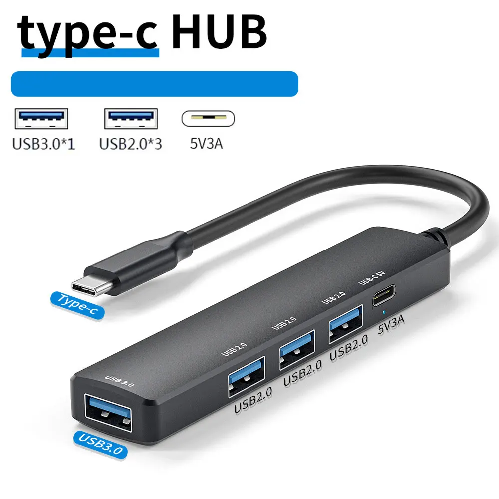 5 Ports USB 3.0 2.0 HUB Type A C Concentrator Multi Splitter Extension Adapter Multiple Expander PD 100W 5V 3A For HUAWEI Xiaomi