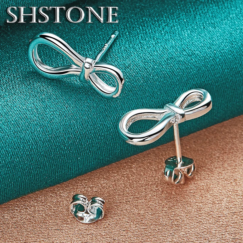 Elegant Cute 925 Sterling Silver Number 8 Stud Earrings Fashion Jewelry Accessories For Women Engagement Wedding Birthday Party