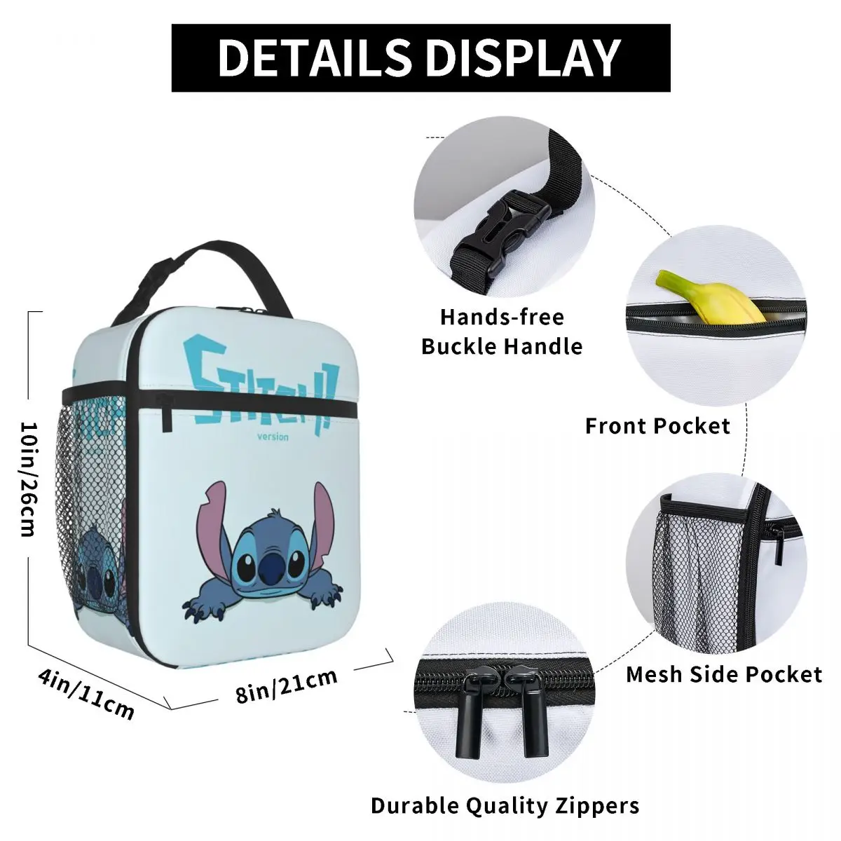 Stitch Insulated Lunch Bag Food Bag Portable Cooler Thermal Lunch Boxes For School Office