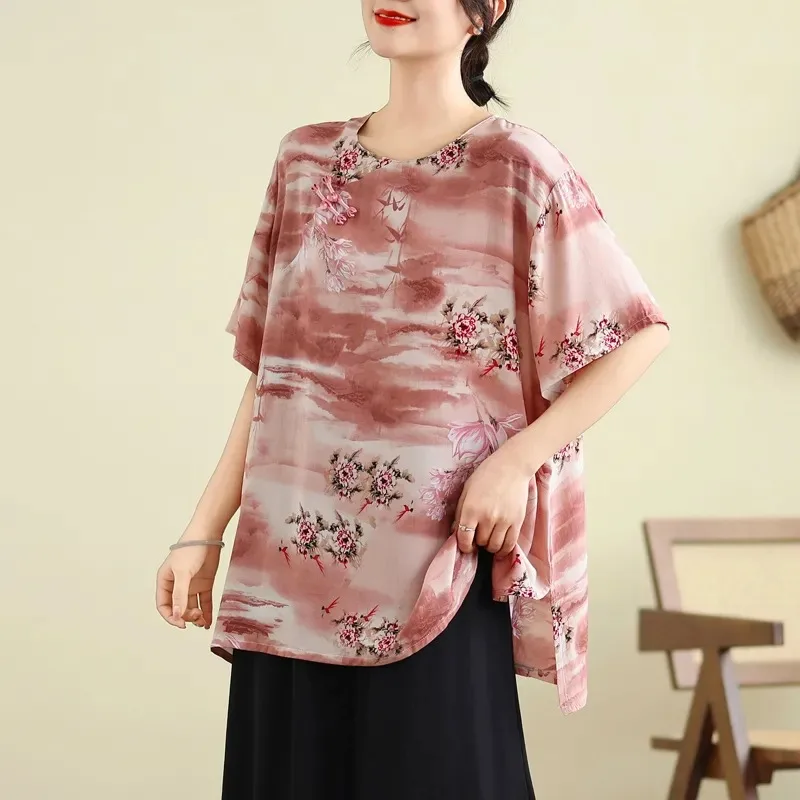 

Новые модные футболки средней длины с круглым вырезом и короткими рукавами, свободные повседневные универсальные универсальные элегантные удобные пуловеры, топы