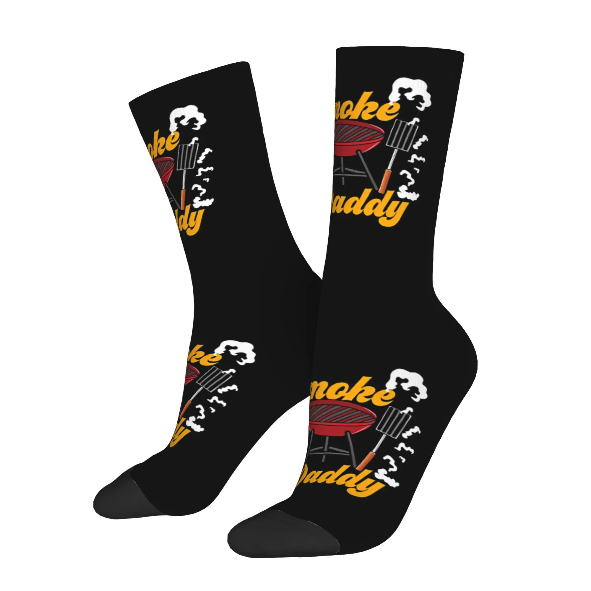 

Vintage BBQ Smoke Daddy Grilling Men's Socks Unisex Street Style Pattern Printed Happy Crew Sock Gift