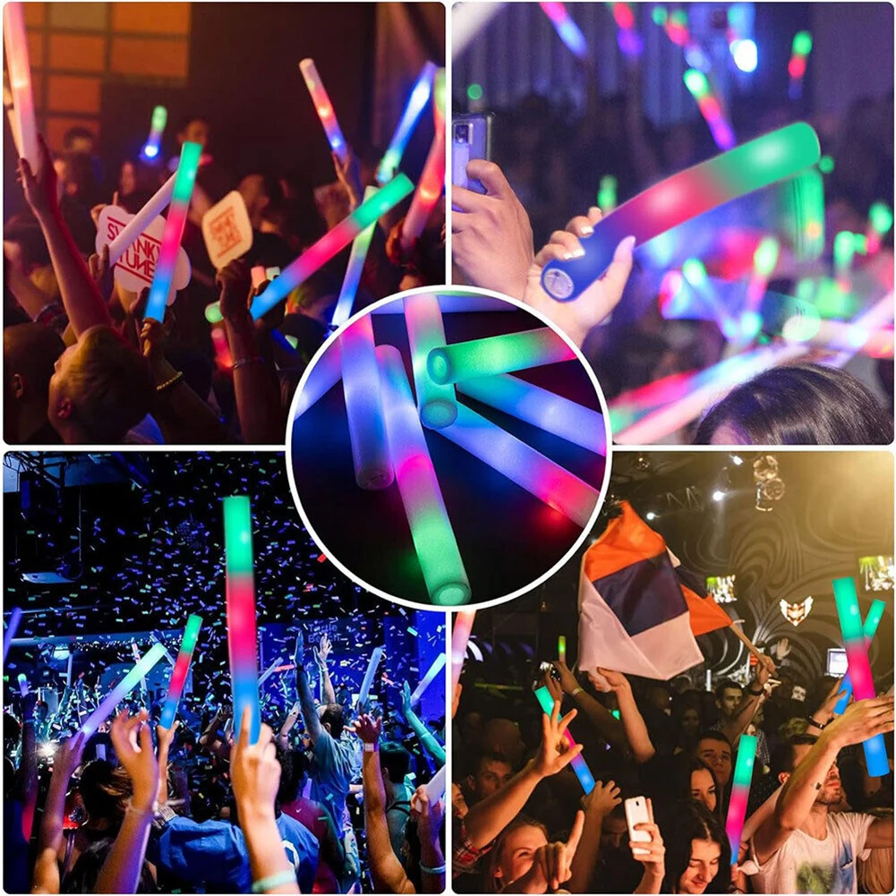 50Pcs Foam Glowing Sticks With Multi-Color Multi-purpose Flashing Light For Concerts Clubs