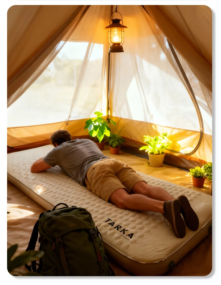 TARKA Isomatte mit automatischer Aufblasung, schrumpfender Schwamm, ultraleichte Luftmatratze für aufblasbares Kissen, Bett, dick, 10 cm, Campingmatte – Detail 2