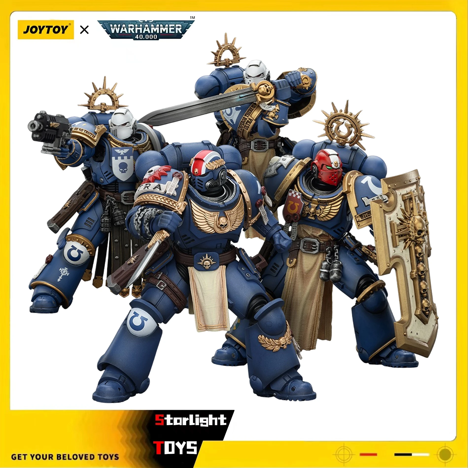 【JOYTOY】Warhammer 40K Ultramarines Titus mit Laurels of Victory Metaurus Levantus Torvald 1/18 Actionfigur Modell