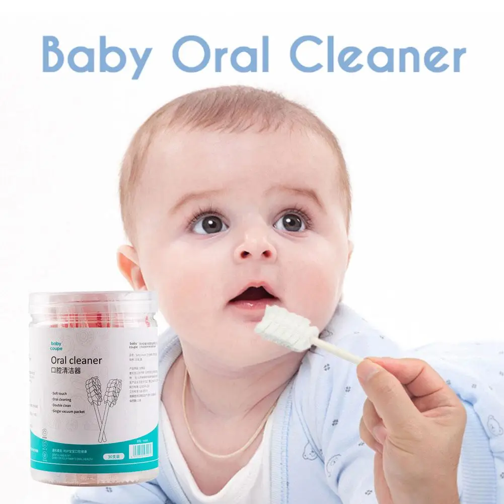 30 unids/caja limpiador de lengua de bebé cepillo de dientes de gasa desechable varilla de papel cepillo de limpieza Oral infantil palo cuidado Dental