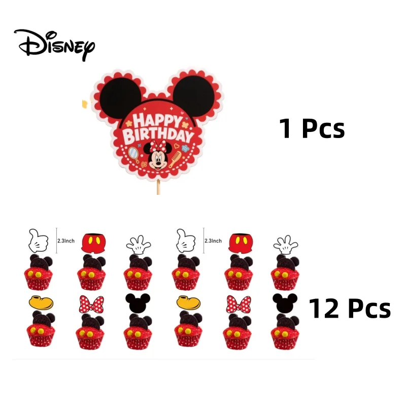 Disnay Mickey Mouse globo pastel Cupcake Topper rojo negro Mickey tema decoración de fiesta de cumpleaños regalos de Baby Shower juguete decoración suministros
