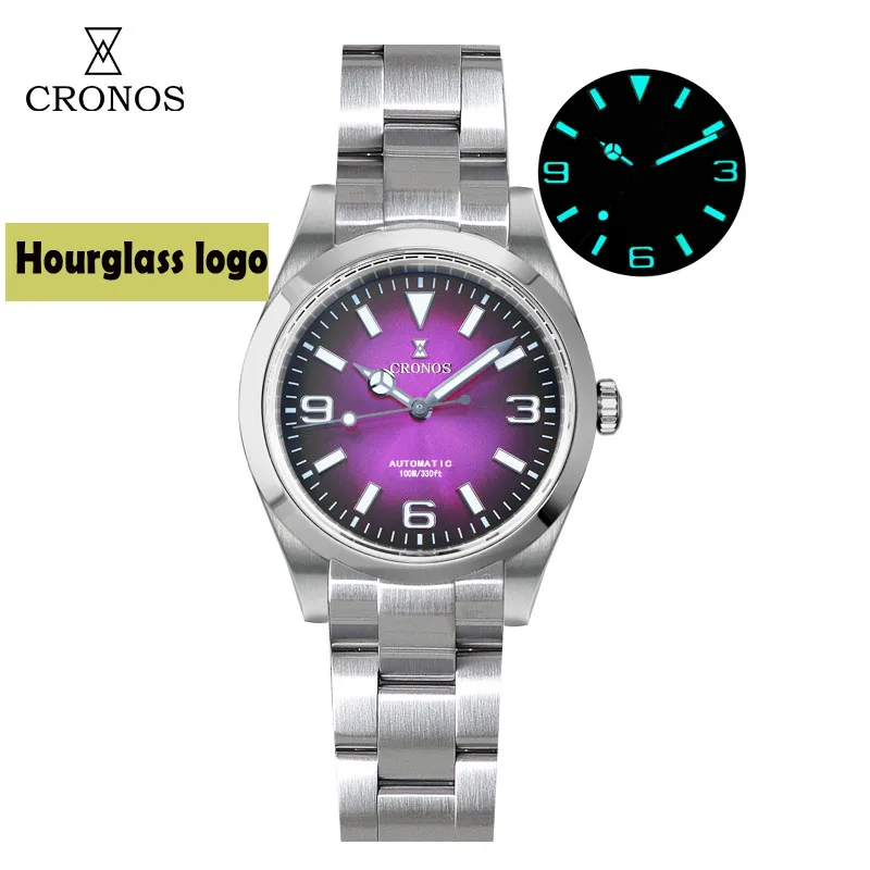 

CRONOS Men Pilot Watch 36mm Automatic Mechanical Wristwatch BGW-9 Luminous 100M Waterproof PT5000 Gradient Sunray Dial