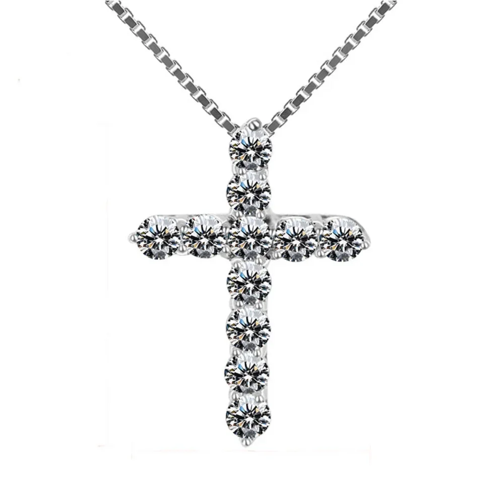 Lihong 925 sterling silver necklace for women zircon cross pendant necklace fashion jewelry party wedding christmas gift