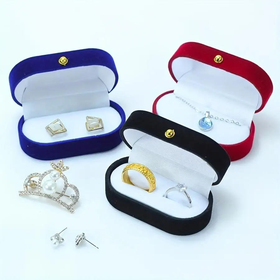1/5/10/20/50/100pcs of Cute Velvet Ring Jewelry Box for Pendants, Earrings, And Necklaces, Perfect for Storing Gifts for Friends