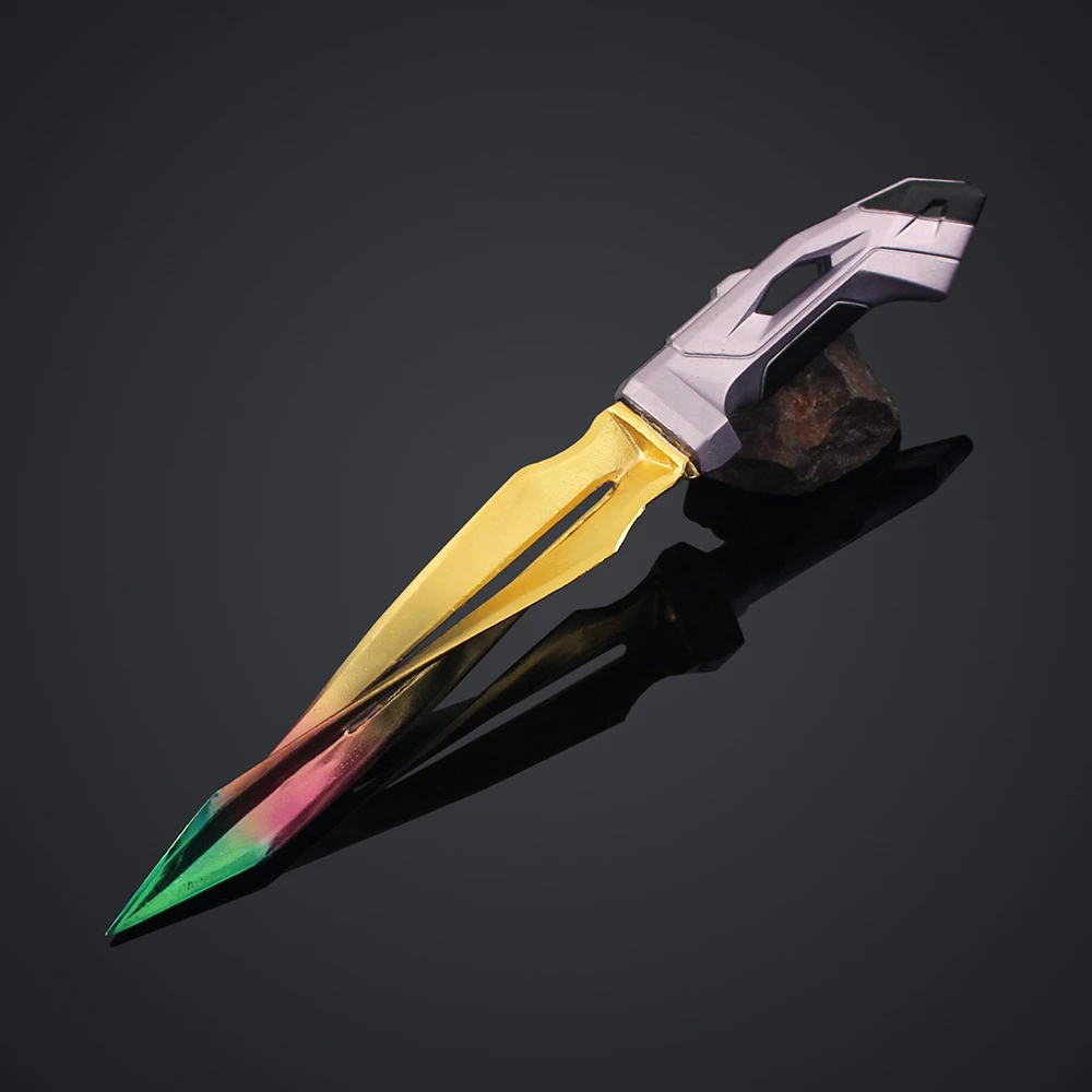 22cm VALORANT 게임 다채로운 칼 주변기기 금속 모델 소품 다시 포장 장식 키 체인 데스크탑 장식품 선물 완구