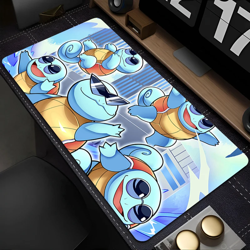 

Mouse Pad Anime Gaming Accessories Pokemon Squirtle Large Carpet Gamer Computer Keyboard Pad Rubber Desk Mat Edge White Mausepad
