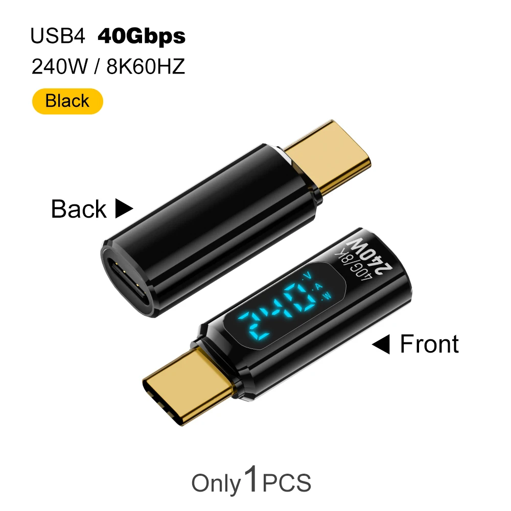40 Gbps USB4 Type C Adapter Digitaal Display USB 4 80 Gbps Thunderbolt 4/5/3 Kabelconnector USB-C naar USB-C OTG 240 W 8 K voor laptop