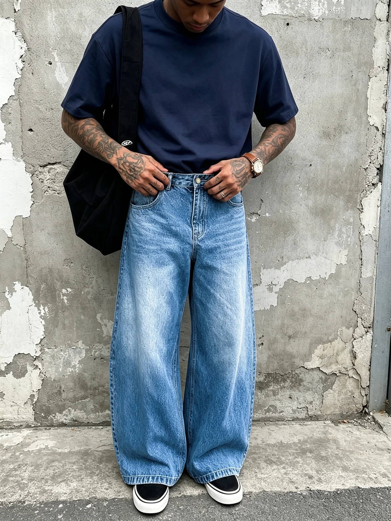 Vintage Rip Destroyed Y2K Trendy American Street Baggy Hip Hop Denim Pants Multi Side Storage Pockets All Season Wear, Heartfelt