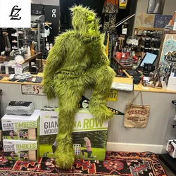 Green Hair Monster Halloween Cosplay Full Body Long Hair Green Camouflage Prop Costume Christmas Prank Show Costume