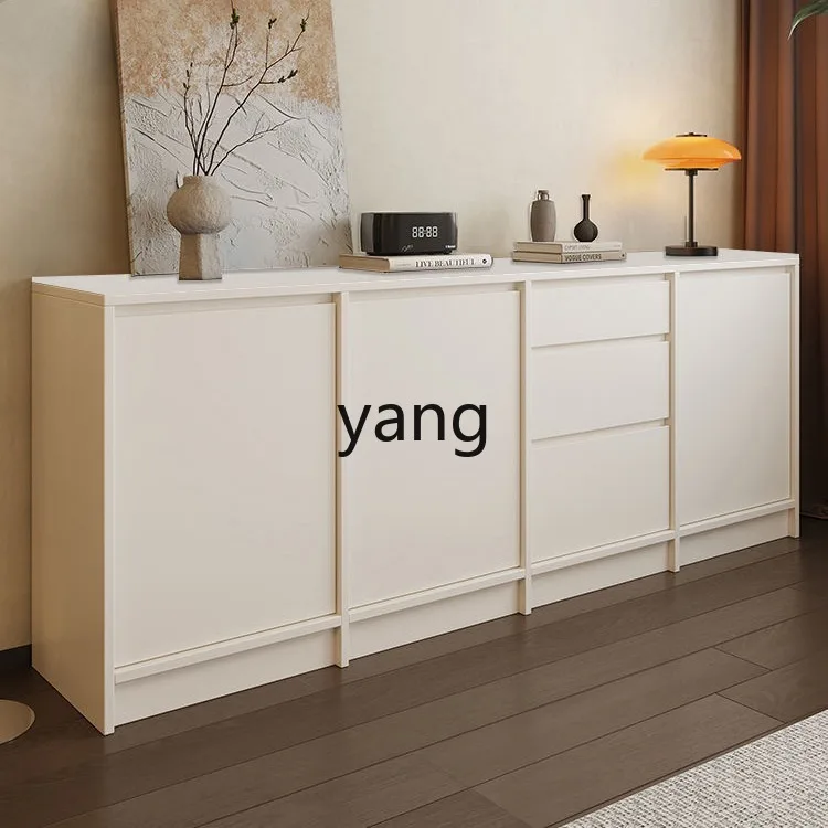 LH household pure black white rock slab side cabinet modern simple living room wall locker