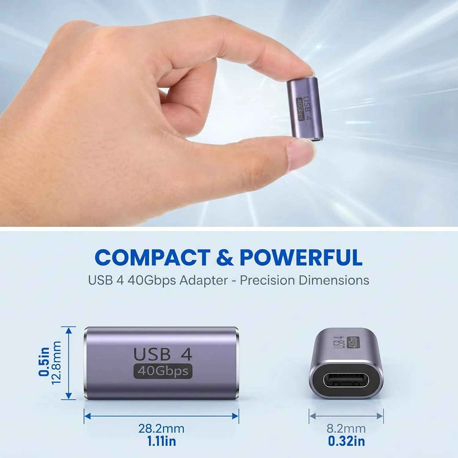 USB C Coupler Type C Female to Female Adapter Compatible with Thunderbolt 4/3 USB4 40Gbps Data Transfer,PD 100W, 8K@60Hz Video