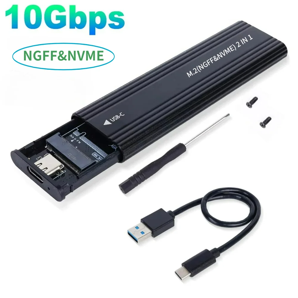 M2 SSD Case NVME SATA Dual Protocol M.2 to USB Type C SSD Enclosure Adapter NVME SATA SSD Disk Box Supports M Keys and B&M Keys