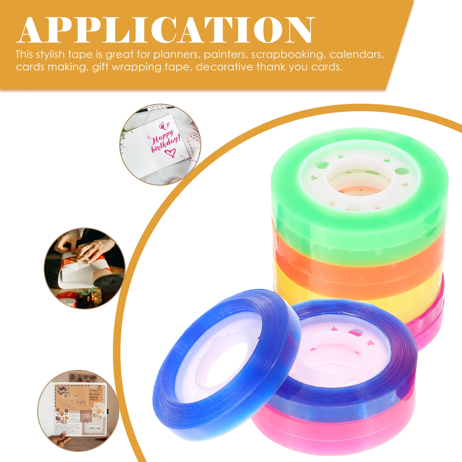 

12 Rolls Color Transparent Tape Colorful Duct Fluorescent Adhesive Tapes Glue Colourful Labels Stickers Colored Clear Supplies
