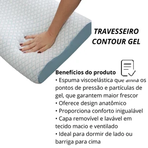 Travesseiro Contour Gel Viscoelástico 12x10x60x40 Theva 10 principais vendas travesseiro viscoelástico gel - №8