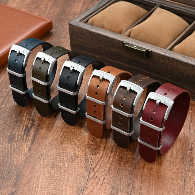 20mm 22mm High end retro leather watch strap Top layer oil wax leather watchband Universal bracelet for Panerai SEIKO