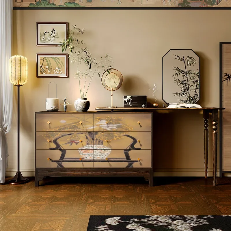 Song Dynasty Style Solid Wood Chest Cabinet Living Room Storage Decorative Locker Bedroom Bedside Drawer Cabinet