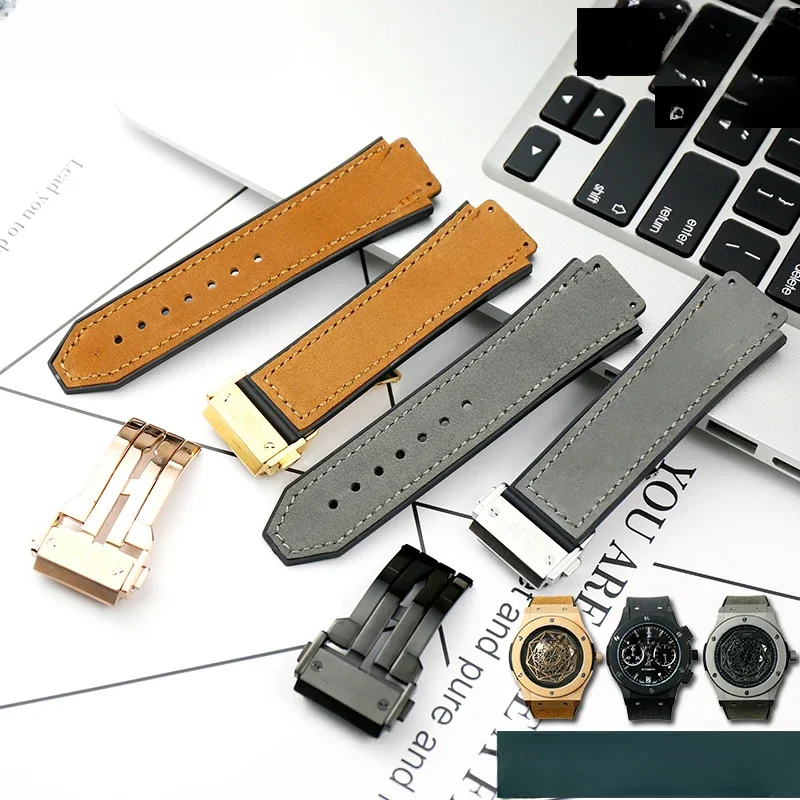 Special Convex Interface Accessories for Yuki Leather Big Bang Waterproof Sweatproof Durable Frosting Suede Watch Band