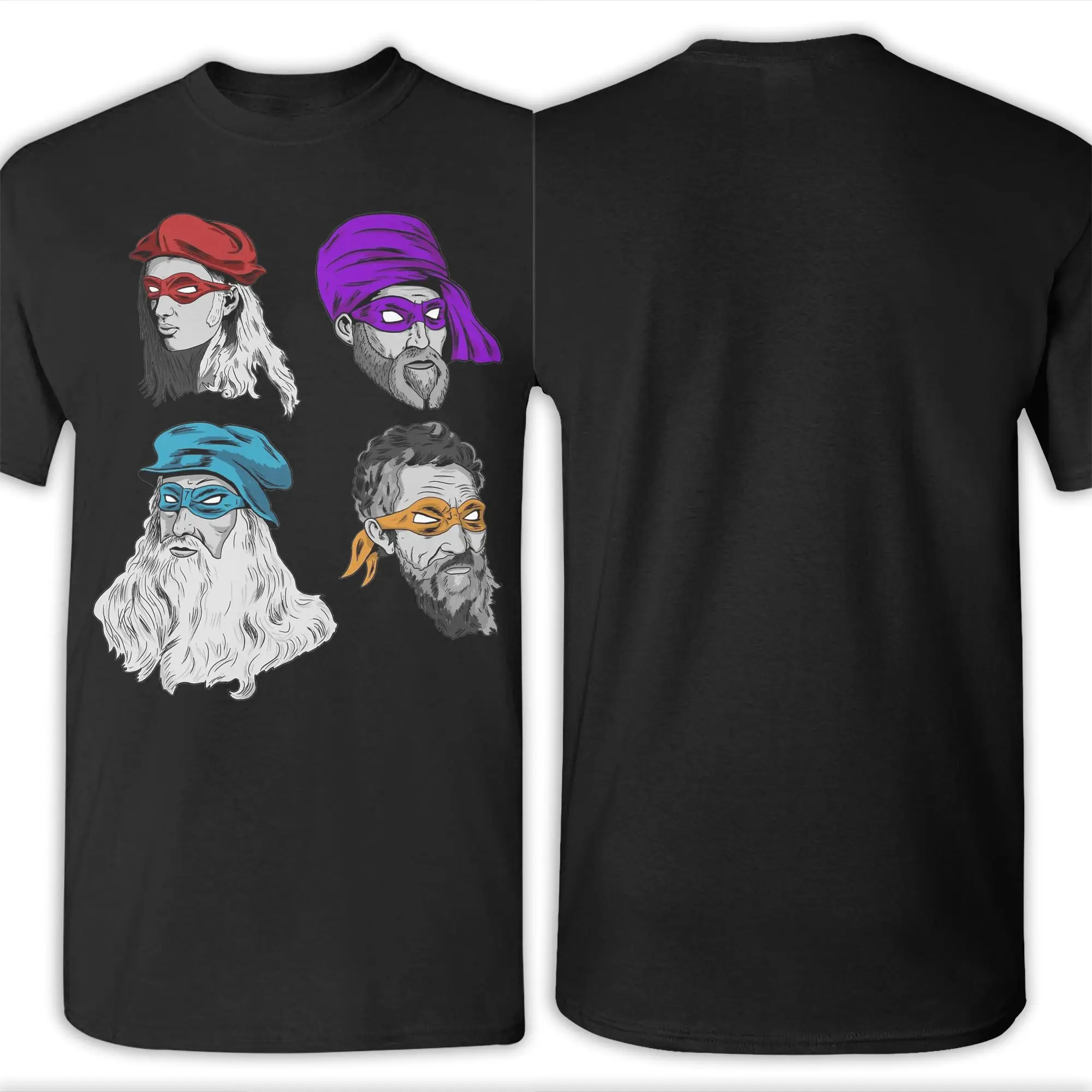 العلوم السلاحف تي شيرت الرجال القطن خمر تي شيرت جولة الرقبة متحولة النينجا عصر النهضة تيز قصيرة الأكمام بلايز المطبوعة