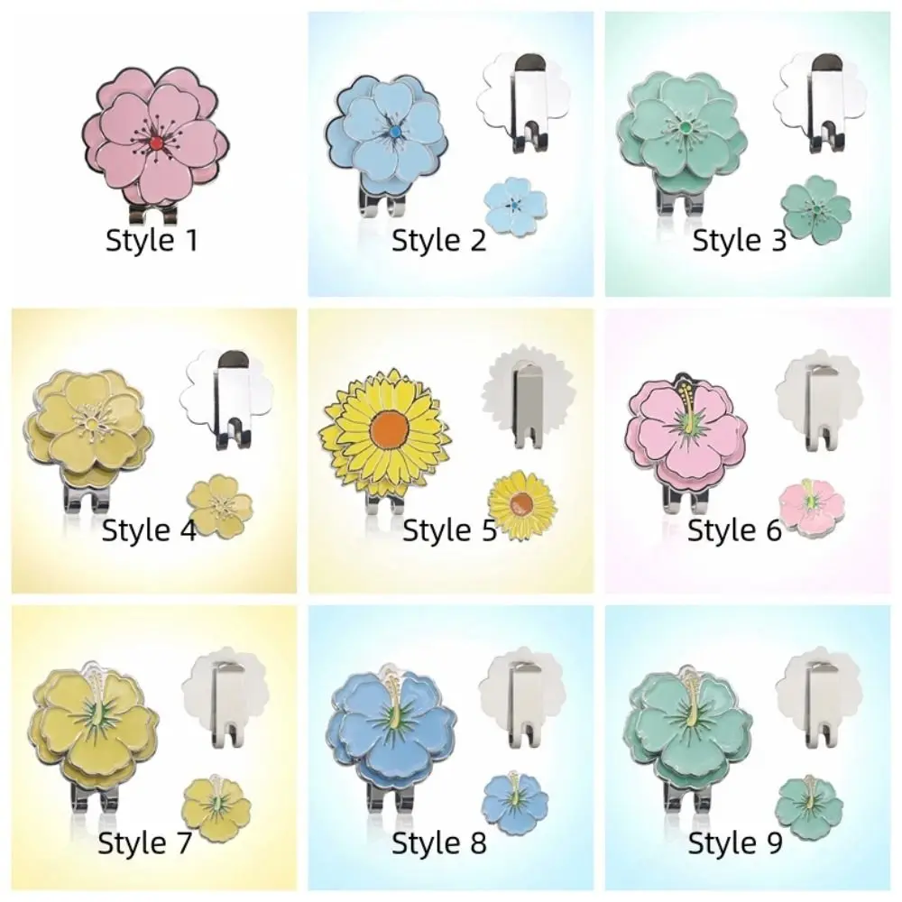 Magnetic Golf Cap Clip Flower Shaped Durable Metal Golf Ball Mark Ball Position Decorative Golf Hat Marker Women Girls view 5