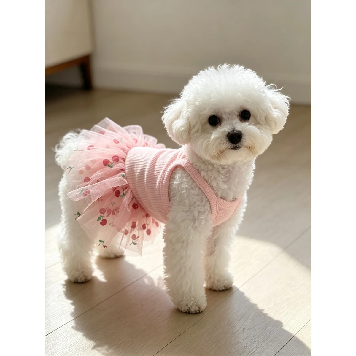 Cute Sweet Princess Style Pet Dress, Fashion Dog/Cat Knit Mesh Patchwork Vest Dress, Suitable For Small To Medium Pets
