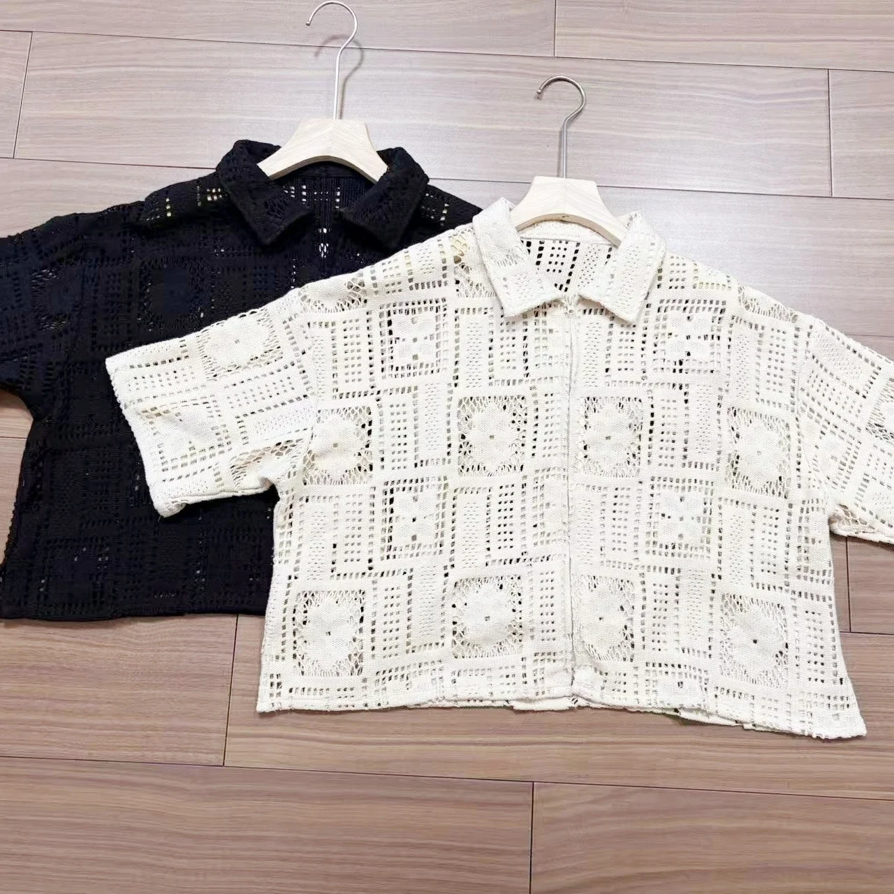 

Women's Short Sleeve Mid-Length Jacket Summer New Style Flip Collar plus Size Zipper Casual Sweet Style Cotton Blend Outerwear