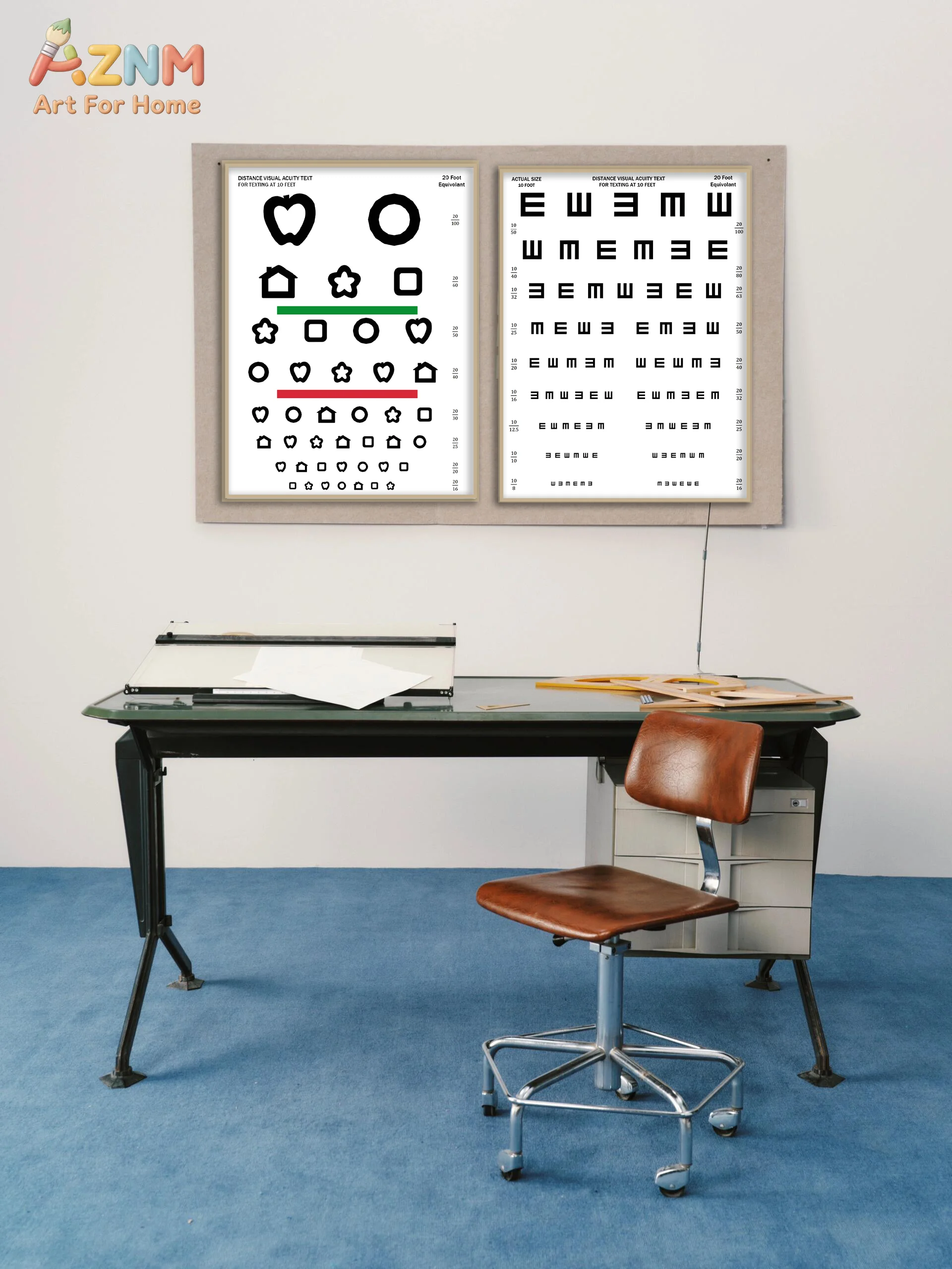 AZNM Eye Chart Canvas Wall Art Minimalist Visual Acuity Test Print Frameless Canvas Painting Home Office Clinic Wall Decor Poste