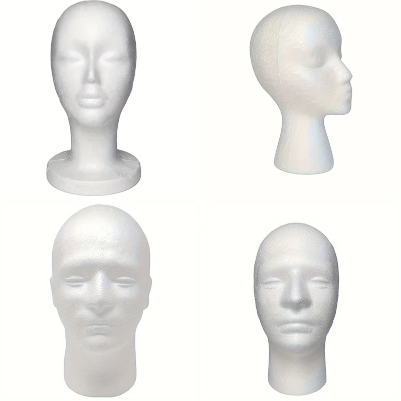 

1-Pcs Polystyrene Foam Mannequin Model Hat Eyeglasses Wig Display Female and Male White Foam Mannequin Head Stand