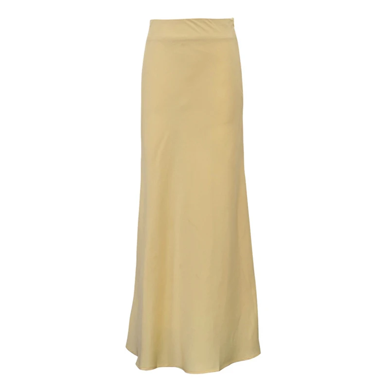 Tornova Sation Yellow Long Skirt For Women Sexy Bodycon High Waist Elegant Draped 2025 New Commuting Skirts Solid Summer Fashion